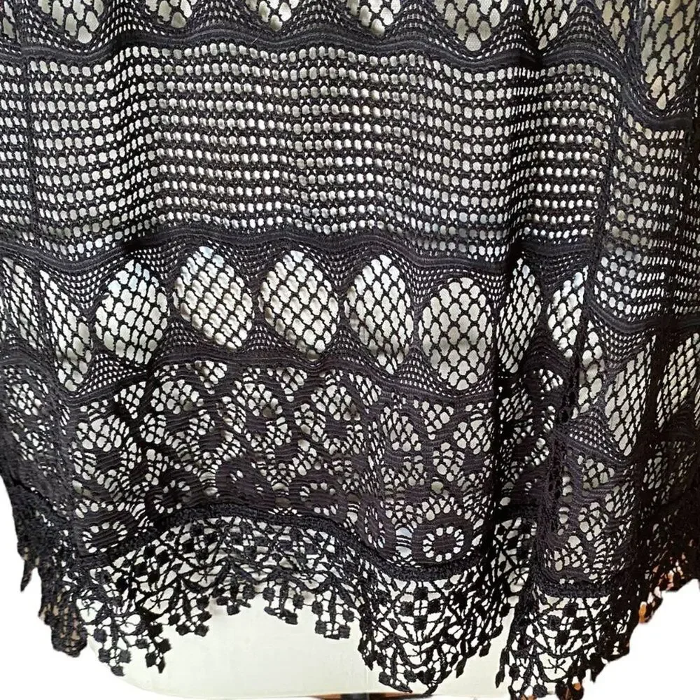 OCEAN PACIFIC OP Ladies Black Sheer Lace Swimsuit COVERUP Dress Women's Size L